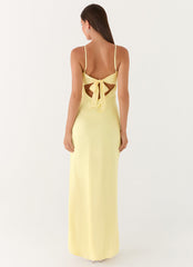 Vestido maxi de satén Flora - Limón