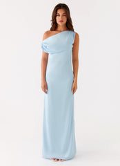 Vestido Maxi de Cetim Heart Of Glass - Azul