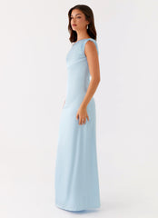 Vestido Maxi de Cetim Heart Of Glass - Azul
