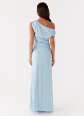 Vestido Maxi de Cetim Heart Of Glass - Azul