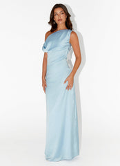 Vestido Maxi de Cetim Heart Of Glass - Azul