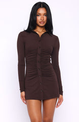 Vestido mini de manga larga It's All For You Color Chocolate