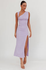 Vestido Maxi Daleela com Decote Assimétrico Lilás