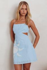 Minivestido fruncido Jellina azul sol
