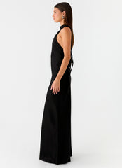 Maxivestido Keena con bufanda - Negro