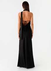 Maxivestido Keena con bufanda - Negro