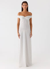 Vestido Longo Melany - Poá Branco