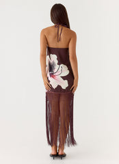Vestido midaxi con cuello halter Niahvette - Terciopelo Bloom
