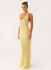 Vestido maxi de ganchillo Novalee Flower - Amarillo