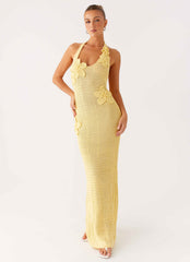 Vestido maxi de ganchillo Novalee Flower - Amarillo