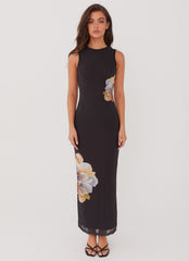 Vestido maxi de malla Side Effects - Black Orchid