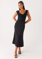 Maxivestido Modelo a Seguir - Lunares Negros