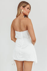 Minivestido fruncido sin tirantes Toni blanco