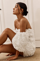 Minivestido Embelezado Ombro a Ombro Vive La Rose Off White