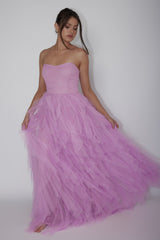 Vestido maxi Rori Tulle Cascade Orquídea