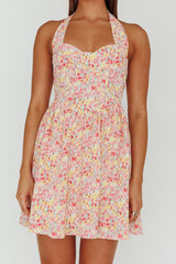 Vestido Curto Frente Única Hey Baby Floral Rosa