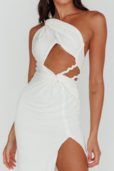 Vestido Midi Kiah Twist Accent con Abertura en el Muslo Blanco