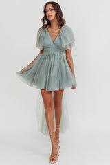 Minivestido con cola de tul Star Power Pistacho