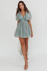 Minivestido con cola de tul Star Power Pistacho