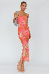 Vestido Midi Logan de Tirantes Finos Floral Rosa