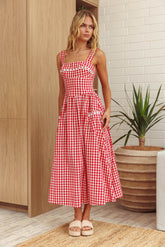 Vestido Maxi Poá Vermelho com Bolso Frontal Elderflower