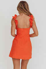 Minivestido con tirantes y volantes en los hombros Annie Naranja