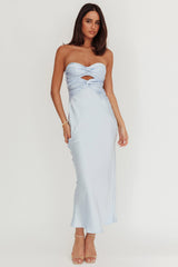 Vestido Longo Good Impression Double Twist Azul Aço