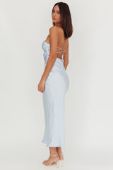 Vestido Longo Good Impression Double Twist Azul Aço