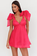 Minivestido con hombros anudados Chantilly fucsia