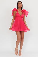 Minivestido con hombros anudados Chantilly fucsia