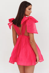 Minivestido con hombros anudados Chantilly fucsia