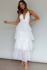 Vestido Midi Auguste com Babados em Camadas Branco