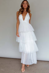 Vestido Midi Auguste com Babados em Camadas Branco