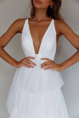 Vestido Midi Auguste com Babados em Camadas Branco