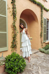 Vestido de tirantes con volantes escalonados Auguste - Marfil
