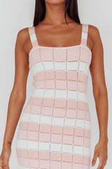 Vestido Midi de Tricô Listrado Rosa Chase The Sunrise