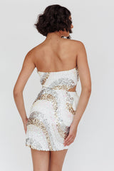 Minivestido con lazo en la cintura y lentejuelas Eyes For You blanco