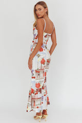 Vestido maxi anudado estampado de cerezas Fortune Bust