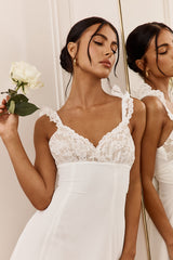 Minivestido Lakyn Lace com busto amarrado nas costas, cor marfim