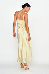 Vestido Starling Role Cowl com Laço na Cintura Manteiga