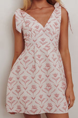 Minivestido beige con tirantes atados Glam Up