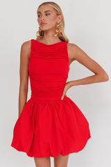 Vestido Mini Dalayla Sem Mangas com Saia Balão Vermelho