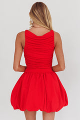 Vestido Mini Dalayla Sem Mangas com Saia Balão Vermelho