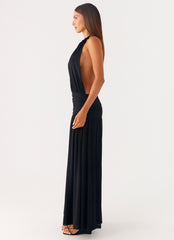 Vestido largo halter Solena - Negro