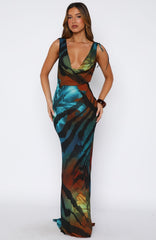 Maxivestido Amore espejismo verde azulado
