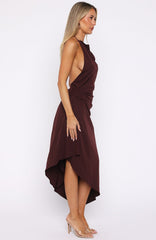 Vestido Midi Night Hustle Halter Vinho
