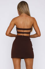 Minivestido sin tirantes Keep Falling - Chocolate