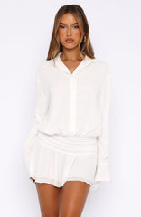 Vestido Curto de Manga Comprida Can't Get Me Branco