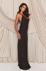Maxivestido con abalorios Flirt And Flutter Chocolate