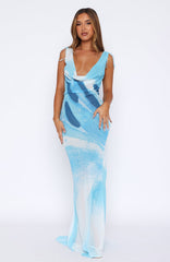 Vestido longo Amore Aqua Blossom